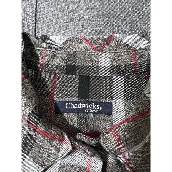 Chadwicks Dress Women Medium* Flannel Brown Gray/Red A Line Cottage Boho - Picture 12 of 13
